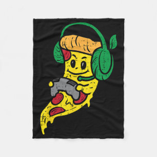 Gamer Pizza Video Gaming Funny Food Men Boys Kids Fleece Blanket