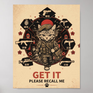 Gamer Poster Tactical Soldier Cat Please Recall Me