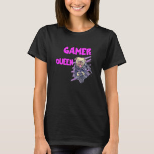 Gamer Queen Console Gaming Pug Dog Pc Video Games T-Shirt