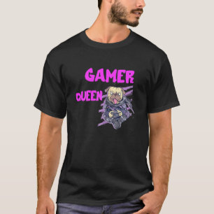 Gamer Queen Console Gaming Pug Dog Pc Video Games  T-Shirt
