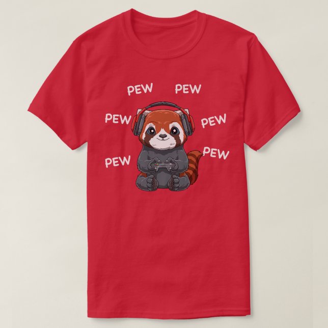 Gamer Red Panda - Online Gaming Computer Video Gam T-Shirt (Design Front)
