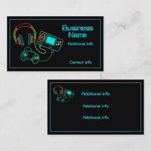 Gamer Retro Neon Black Business Card