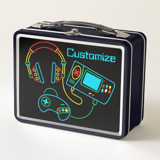 Gamer Retro Neon   Metal Lunch Box (Front)
