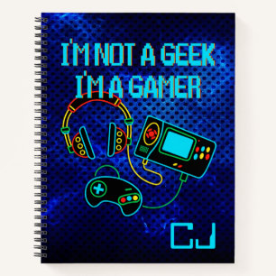 Gamer Retro Neon Monogrammed  Notebook