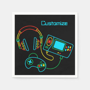 Gamer Retro Neon Napkin