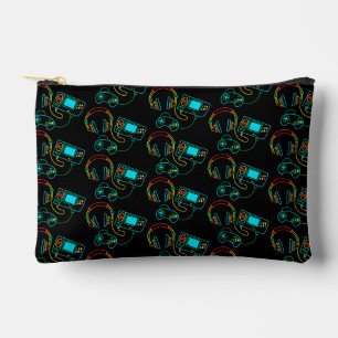 Gamer Retro Neon Pattern Accessory Pouch
