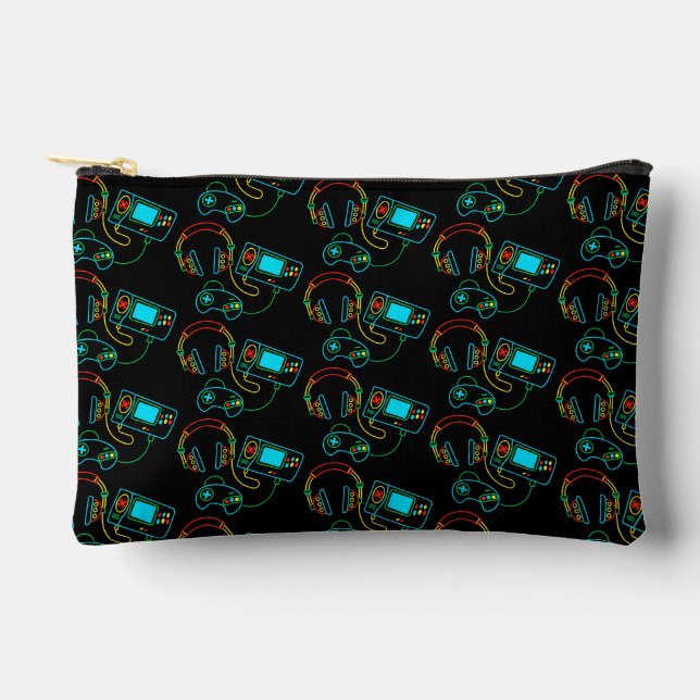 Gamer Retro Neon Pattern  Accessory Pouch (Front)