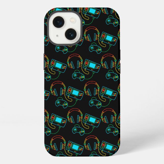 Gamer Retro Neon Pattern  iPhone Case (Back)