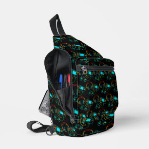 Gamer Retro Neon Pattern Sling Bag