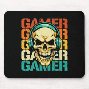 Gamer - Retro Skull Gaming Lover Console Game Vide Mouse Mat