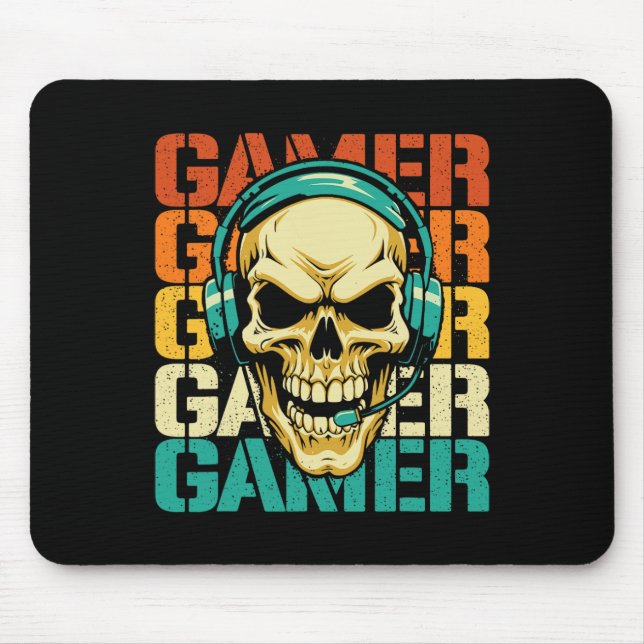 Gamer - Retro Skull Gaming Lover Console Game Vide Mouse Mat (Front)
