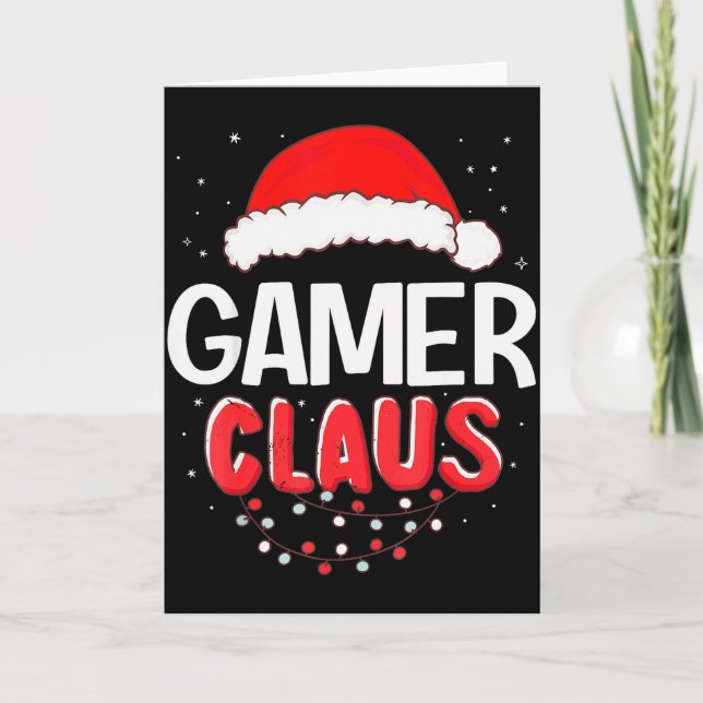 Gamer Santa Claus Christmas Matching Costume  Card (Front)