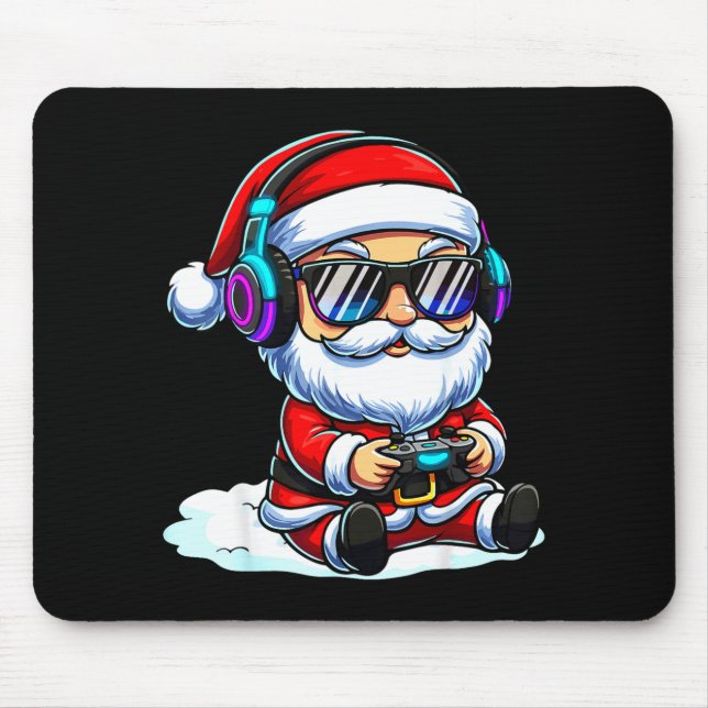 Gamer Santa Video Game Christmas Gaming  Mouse Mat (Front)