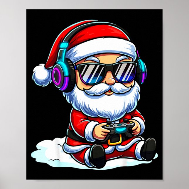 Gamer Santa Video Game Christmas Gaming  Poster (Front)