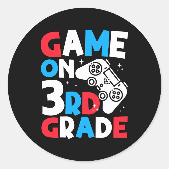 Gamer Sayings Game On 3rd Grade Retro Video Games Classic Round Sticker (Front)