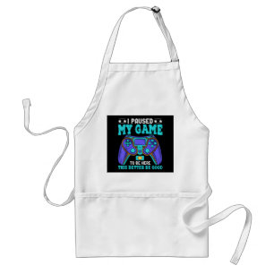 Gamer Shirt Boys Men Kids Teens Paused My Game To Standard Apron