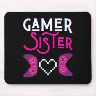 Gamer Sister Plays Video Game Funny Sisters Gaming Mouse Mat