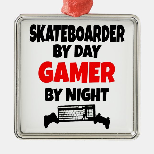 Gamer Skateboarder Metal Tree Decoration (Front)