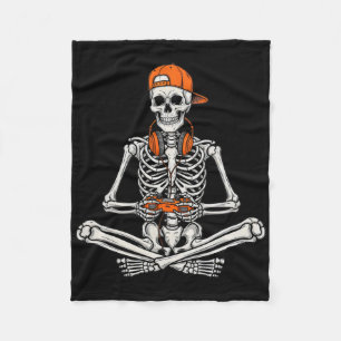 Gamer Skeleton Halloween Video Game Controller Boy Fleece Blanket