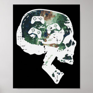 Gamer Skull Funny Video Gaming Men Boys Kids Teens Poster