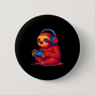 Gamer Sloth 6 Cm Round Badge