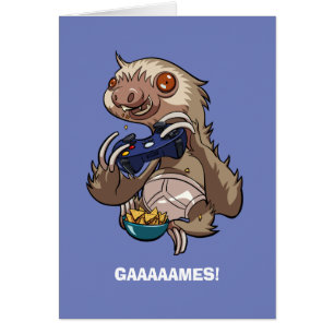 Gamer Sloth Eating Nachos in Underpants Cartoon
