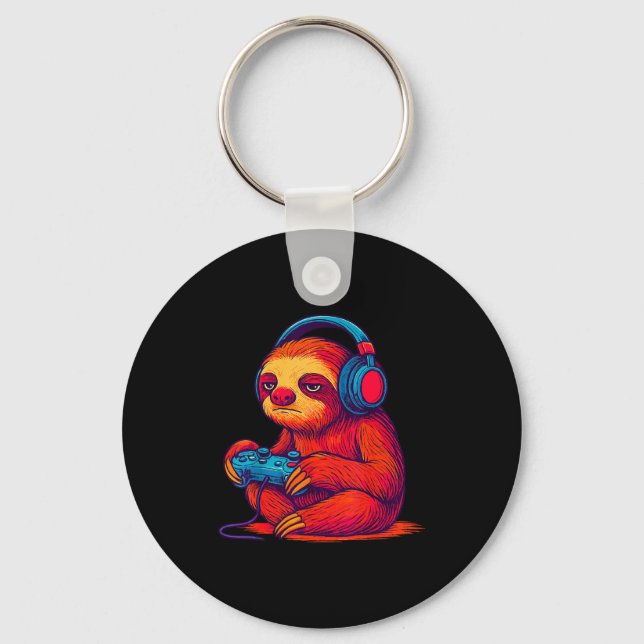 Gamer Sloth  Key Ring (Front)