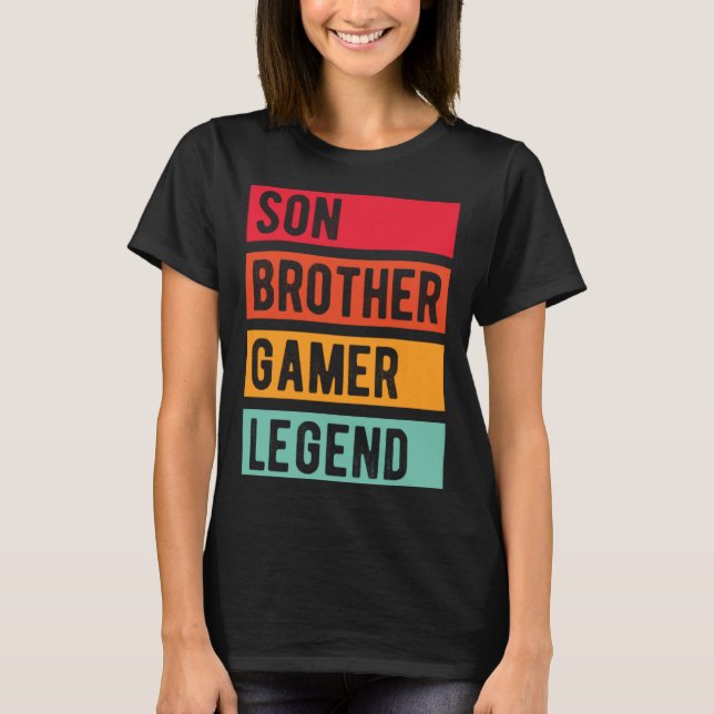 Gamer Son Brother Husband Dad Video Game Legend T-Shirt (Front)