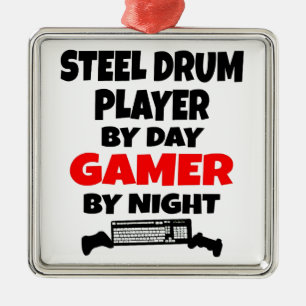 Gamer Steel Drum Player Metal Tree Decoration