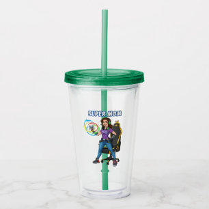 Gamer Super Mum Gaming Controller Cartoon Acrylic Tumbler