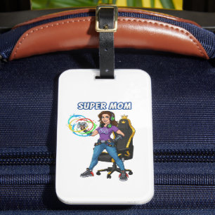 Gamer Super Mum Gaming Controller Cartoon Luggage Tag