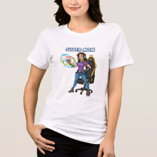 Gamer Super Mum Gaming Controller Cartoon Tri-Blend Shirt