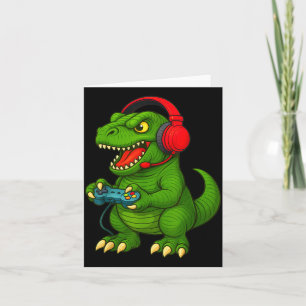 Gamer T Rex Dinosaur Video Games Boys Teen Funny G Card