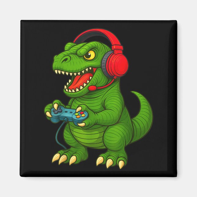 Gamer T Rex Dinosaur Video Games Boys Teen Funny G Magnet (Front)