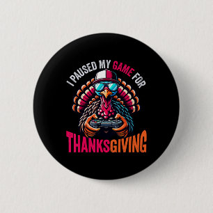 Gamer Thanksgiving Shirt Boys Kids Videogame Gamin 6 Cm Round Badge