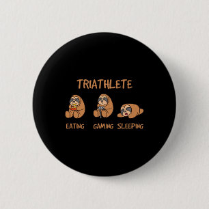 Gamer Triathlete Funny Gaming Sloth Playing Video 6 Cm Round Badge