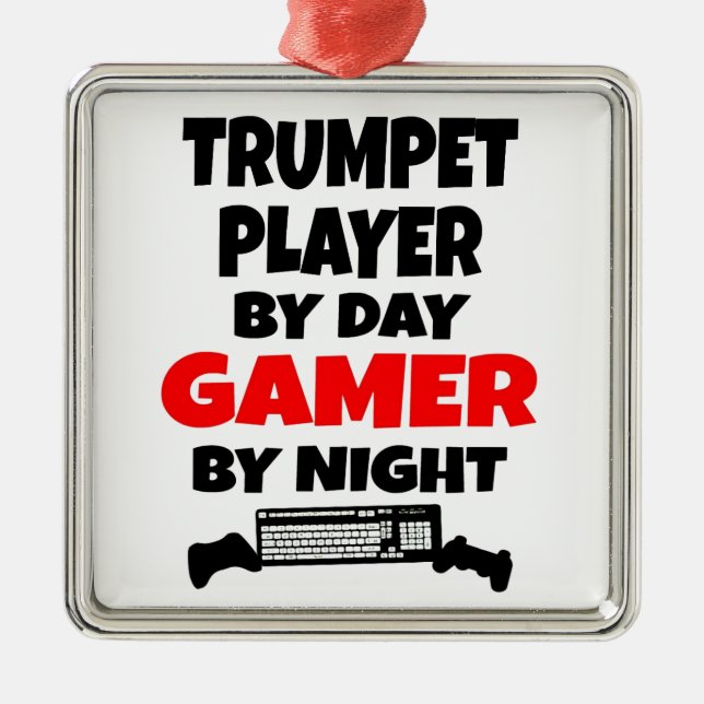 Gamer Trumpet Player Metal Tree Decoration (Front)