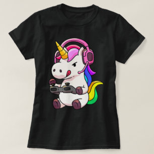 Gamer Unicorn Cute Rainbow Gaming Design T-Shirt