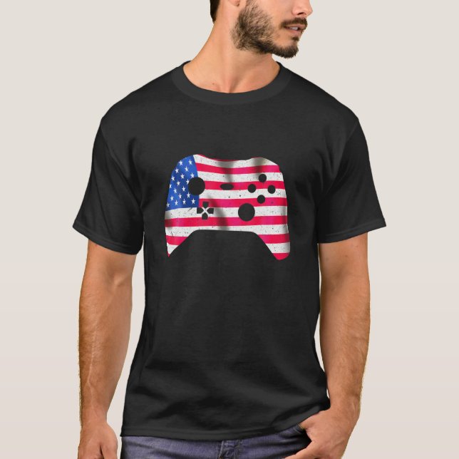 Gamer USA Flag 4Th Of July Video Games American Pr T-Shirt (Front)