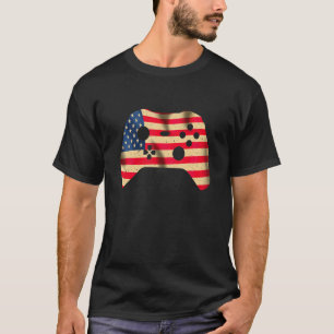 Gamer Usa Flag 4th Of July Video Games American Pr T-Shirt