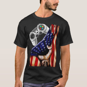 Gamer  USA Flag Video Game Player Boys Teens Men T-Shirt