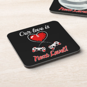 Gamer Valentine Cork-Backed Coasters