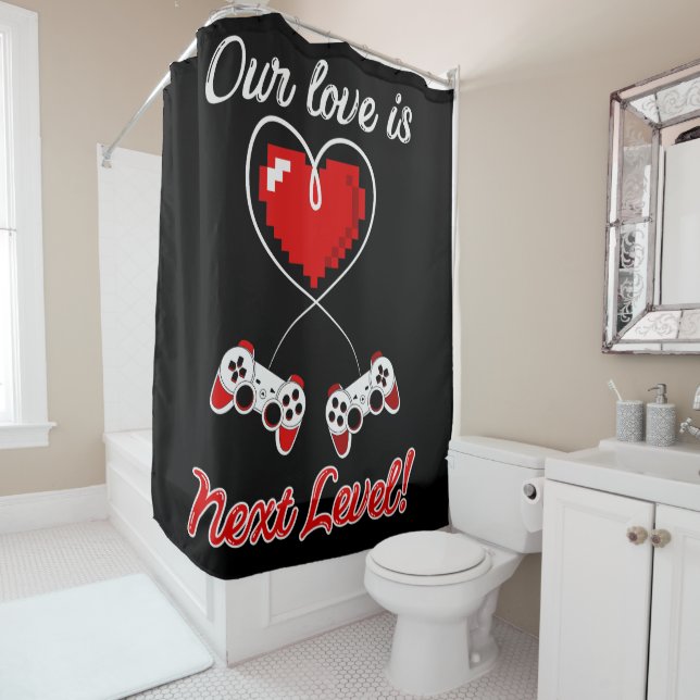 Gamer Valentine Shower Curtain (In Situ)