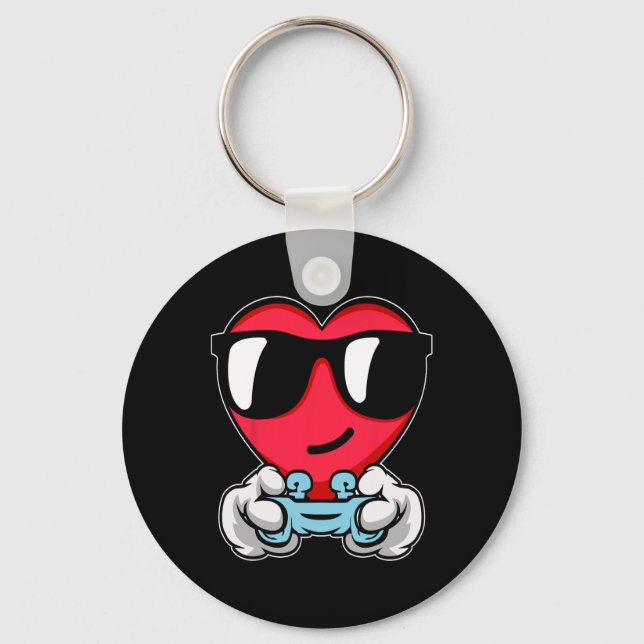Gamer Valentines Day Cute Video-game Controller Ga Key Ring (Front)