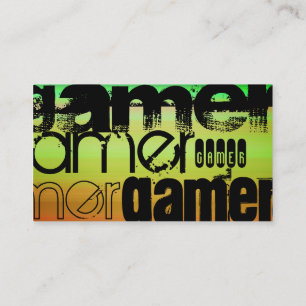 Gamer; Vibrant Green, Orange, & Yellow Business Card