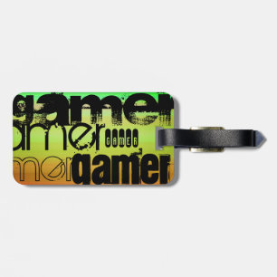 Gamer; Vibrant Green, Orange, & Yellow Luggage Tag