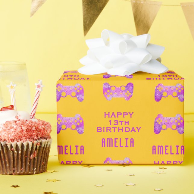 Gamer Video Game Controller Birthday Party Wrapping Paper (Birthday Party)