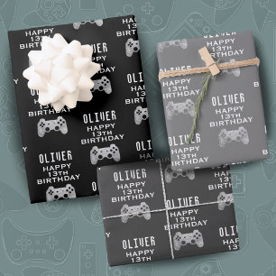 Gamer Video Game Controller Birthday Party Wrapping Paper Sheet
