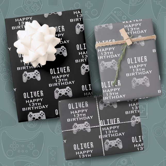 Gamer Video Game Controller Birthday Party Wrapping Paper Sheet (Creator Uploaded)
