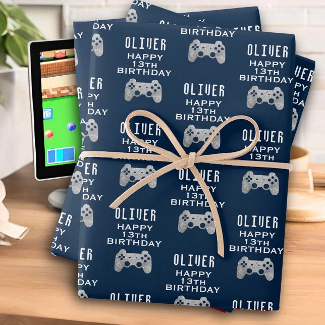 Gamer Video Game Controller Birthday Party Wrapping Paper Sheet (Creator Uploaded)